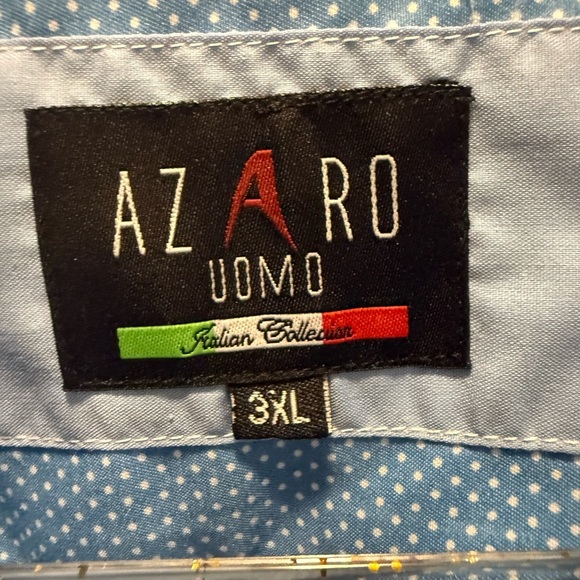 AZARO UOMO Blue Men's short sleeve Button Shirt size 3XL - Picture 3 of 6